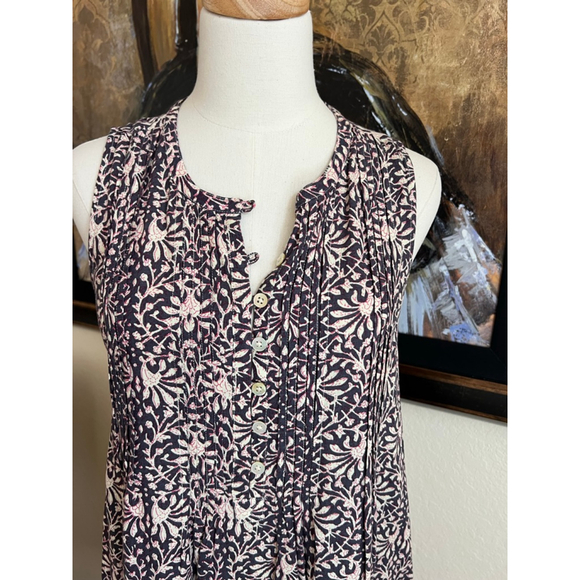 Women's Faherty Navy Pink Floral Sleeveless Dress M - Picture 2 of 7